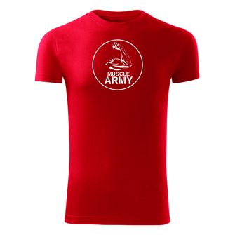 DRAGOWA fitness tričko muscle army biceps, červená 180g/m2