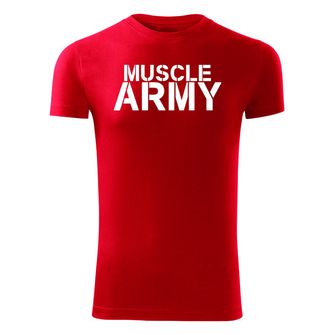 DRAGOWA fitness tričko muscle army, červená 180g/m2