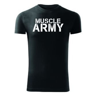 DRAGOWA fitness tričko muscle army, černá 180g/m2