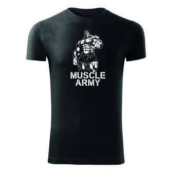 DRAGOWA fitness tričko muscle army man, černá 180g/m2