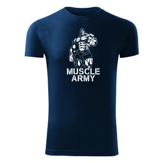 DRAGOWA fitness tričko muscle army man, modrá 180g/m2