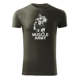 DRAGOWA fitness tričko muscle army man, olivová 180g/m2