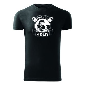 DRAGOWA fitness tričko muscle army original, černá 180g/m2