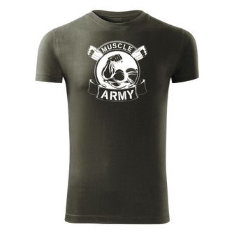 DRAGOWA fitness tričko muscle army original, olivová 180g/m2