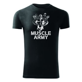 DRAGOWA fitness tričko muscle army team, černá 180g/m2