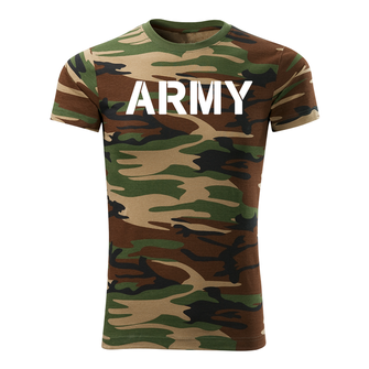 DRAGOWA krátké tričko army, maskáčová 160g/m2