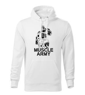 DRAGOWA pánská mikina s kapucí muscle army man, bílá 320g / m2