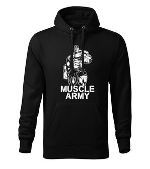 DRAGOWA pánská mikina s kapucí muscle army man, černá 320g / m2