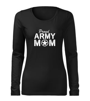 DRAGOWA Slim dámské tričko s dlouhým rukávem army mom, černá 160g / m2