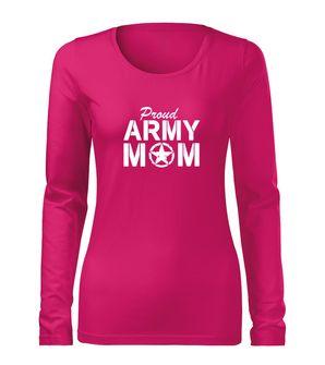 DRAGOWA Slim dámské tričko s dlouhým rukávem army mom, růžová 160g / m2