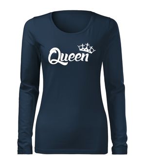 DRAGOWA Slim dámské tričko s dlouhým rukávem queen, tmavě modrá160g / m2