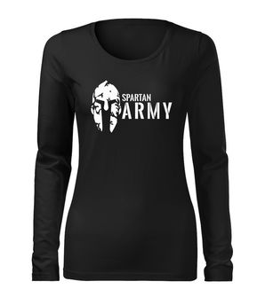 DRAGOWA Slim dámské tričko s dlouhým rukávem spartan army, černá 160g / m2