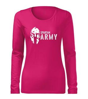 DRAGOWA Slim dámské tričko s dlouhým rukávem spartan army, růžová 160g / m2