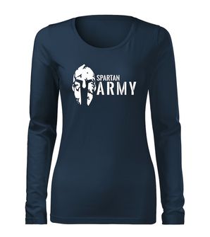 DRAGOWA Slim dámské tričko s dlouhým rukávem spartan army, tmavě modrá160g / m2