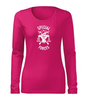 DRAGOWA Slim dámské tričko s dlouhým rukávem special forces, růžová 160g / m2