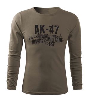 DRAGOWA Fit-T tričko s dlouhým rukávem Seneca AK-47, olivová 160g/m2